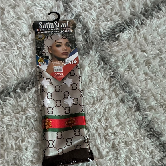 CO Satin Scarf with Red and Green Stripe - Picture 1 of 5